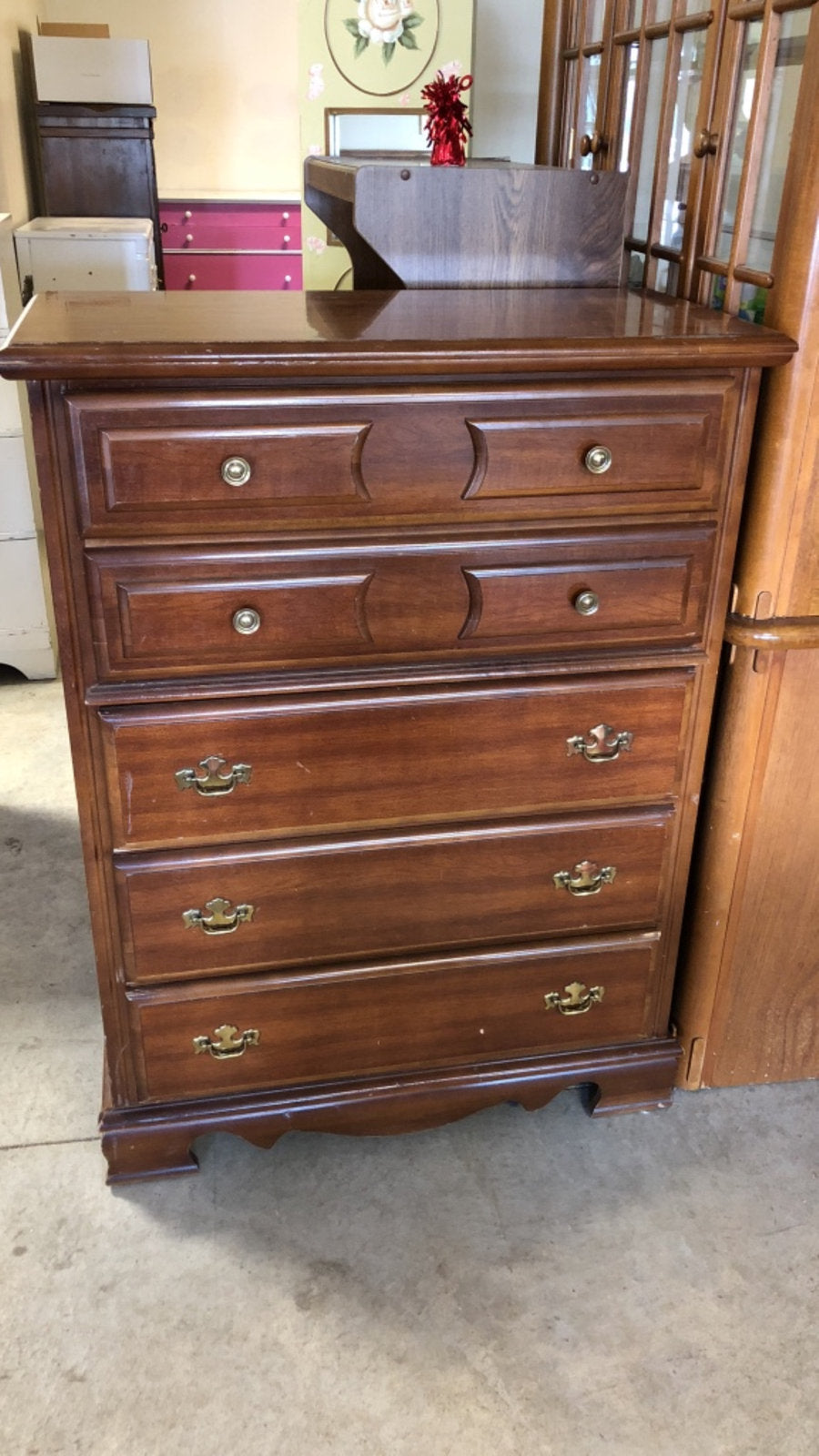 Bassett Solid Wood 5 Drawer Tallboy Dresser M15sales Com