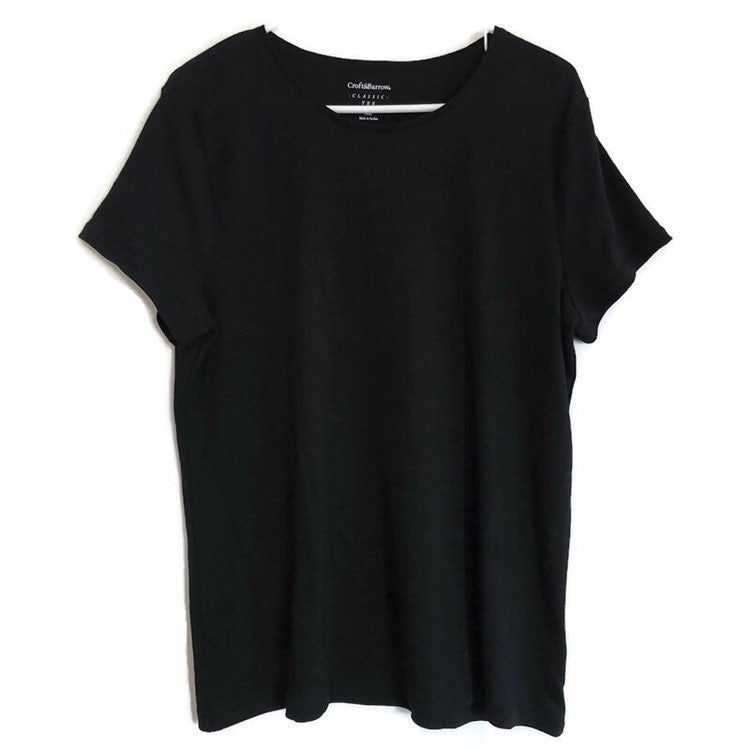 Croft & Barrow Womens Black Short Sleeve Crew Neck Knit Shirt