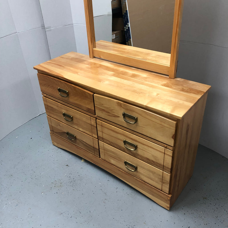 6 Drawer Long Light Brown Wooden Pine Dresser W Mirror M15sales Com