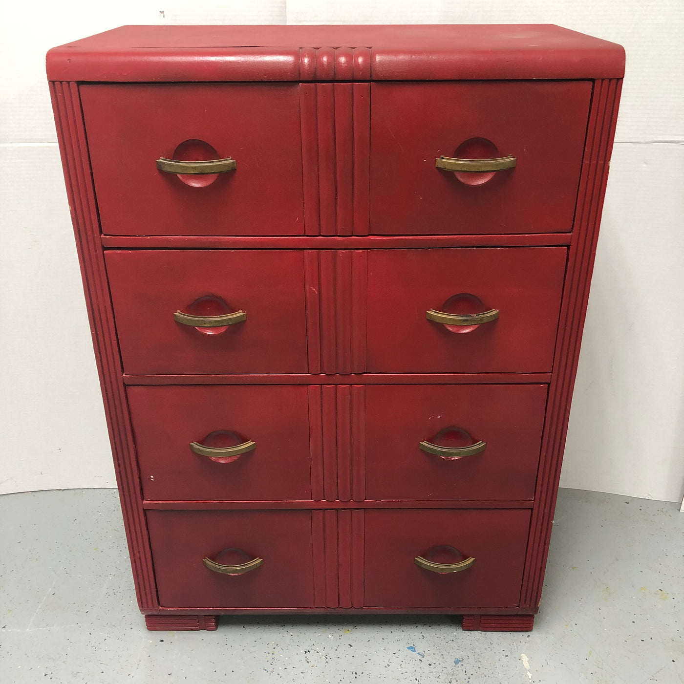 4 Drawer Tall Boy Red Wooden Oak Dresser Chest M15sales Com