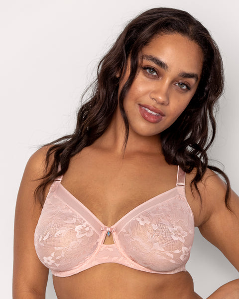 Sheer Mesh Full Coverage Unlined Underwire Bra - Blushing Rose – Curvy  Couture