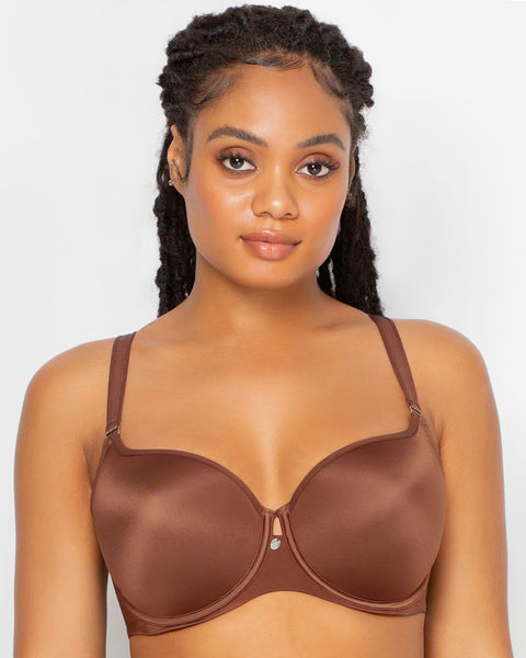 Curvy Couture Women's Smooth Seamless Comfort Wire Free Bra Chocolate Xxl+  : Target