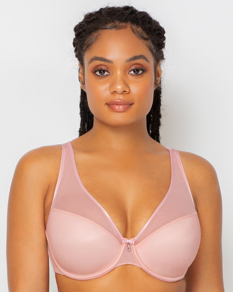 No-Show Lace Unlined Underwire Bra - Blushing Rose – Curvy Couture