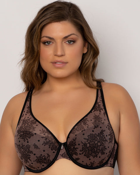 Sheer Mesh Unlined Underwire Bra - Bark - Chérie Amour