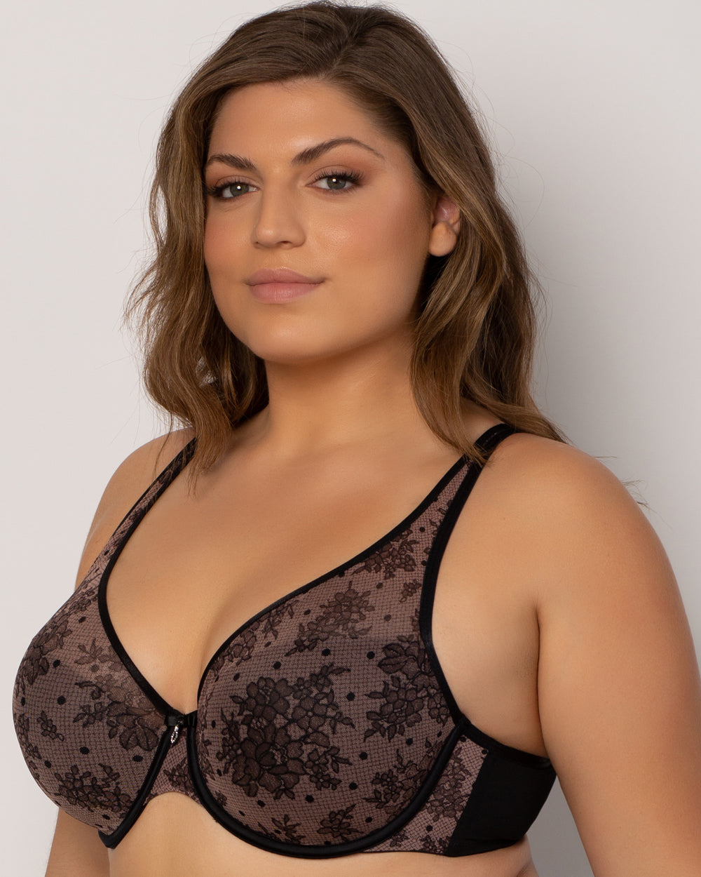 Sheer Mesh Plunge T-Shirt Bra - Chantilly