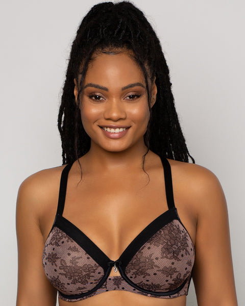 Curvy Couture Women's Sheer Mesh Full Coverage Unlined Underwire