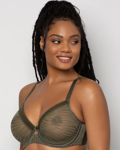 YBCG Balconette See Through Plus Size Bra Comfy Demi Unlined Sheer
