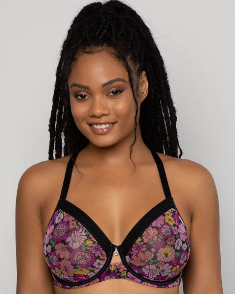 Sheer Mesh Plunge T-Shirt Bra - Designer Leopard – Curvy Couture