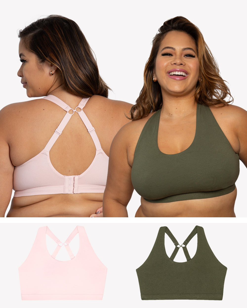 Cotton Comfort 2-Pack Bralette - Olive Night/Blushing Rose