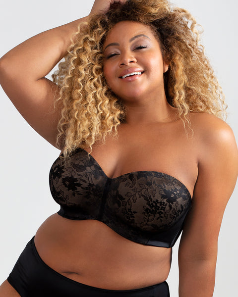 Curvy Couture Tulip Strappy Lace Push Up- 1267, Color: Black Adobe Rose -  JCPenney