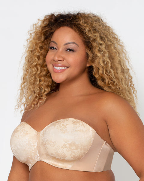 Curvy Couture Full Figure Strapless Sensation Multi-way Push Up Bra  Champagne 36g : Target