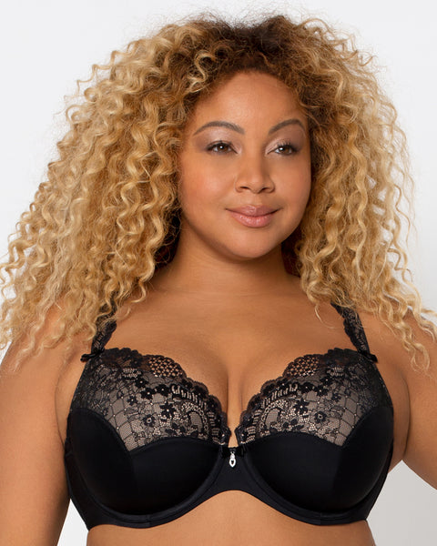 Curvy Couture Plus Strapless Sensation Multi-way Push Up Bra Black