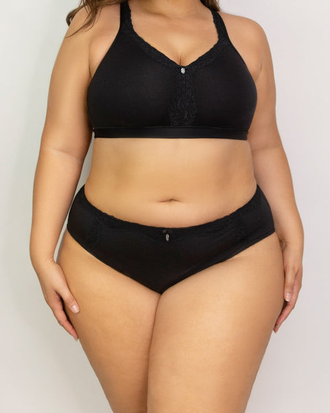 Cotton Luxe Front And Back Close Wireless Bra - Black Hue - Final Sale – Curvy  Couture