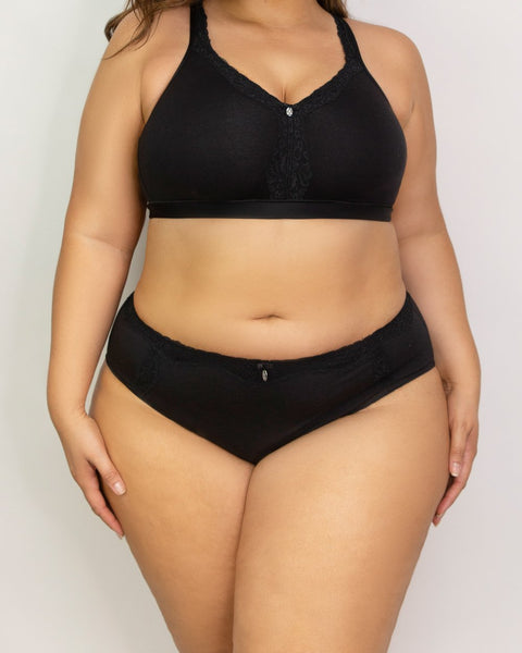 Cotton Luxe Front And Back Close Wireless Bra - Black Hue - Final Sale!