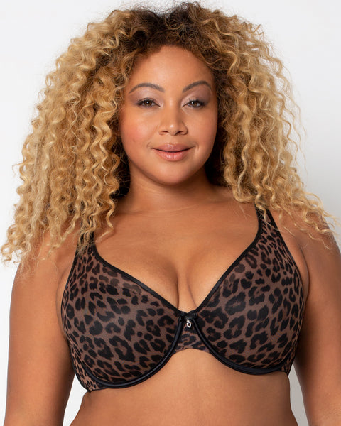 Sheer Mesh Bralette - Designer Leopard – Curvy Couture