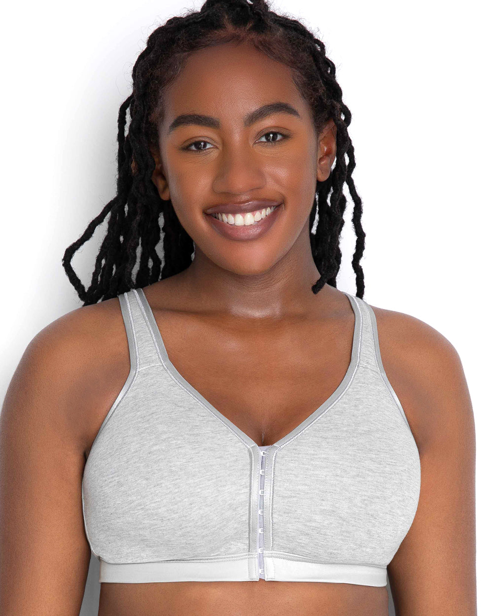 Cotton Luxe Front And Back Close Wireless Bra - Grey Heather - Final Sale!