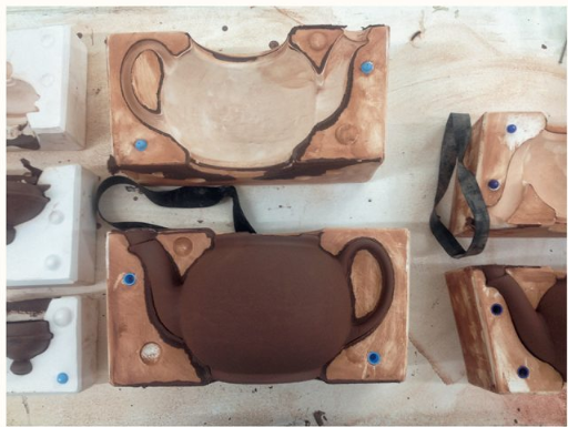 Brown Betty Teapot by Cauldon Ceramics at casting stage