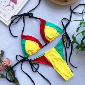 red yellow green bikini