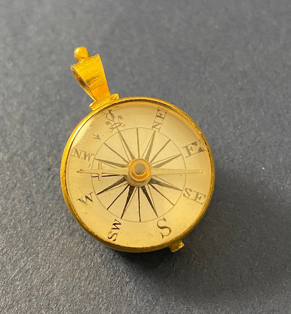 Antique Gold Gilt Compass Made In England From Georgian Era Explorer Antiques 9601