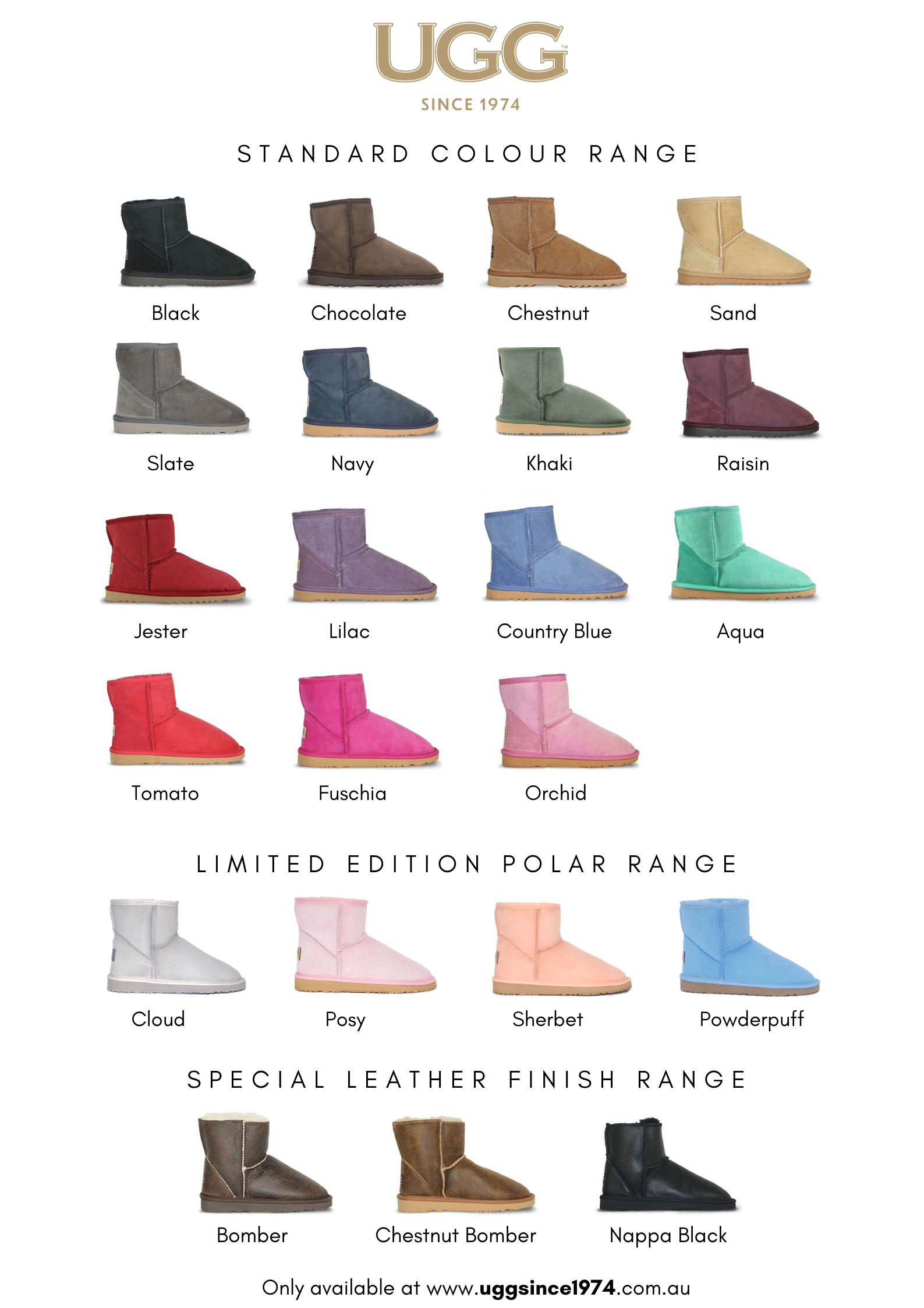 ugg boot color chart