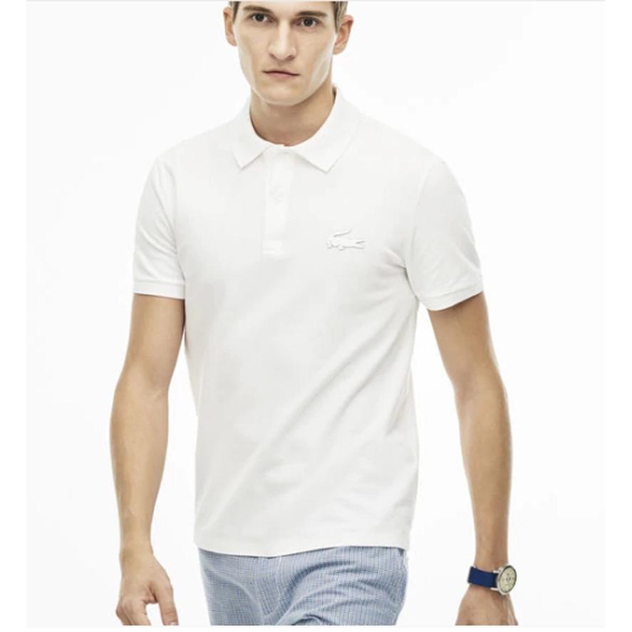 APLAZE | Lacoste Men's fit Rubber Crocodile Stretch Pique Polo Shirt White PH5789-51