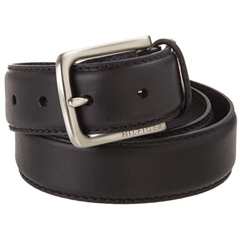 Tommy Hilfiger Men's Leather Stitch Belt Black 11TL02X038