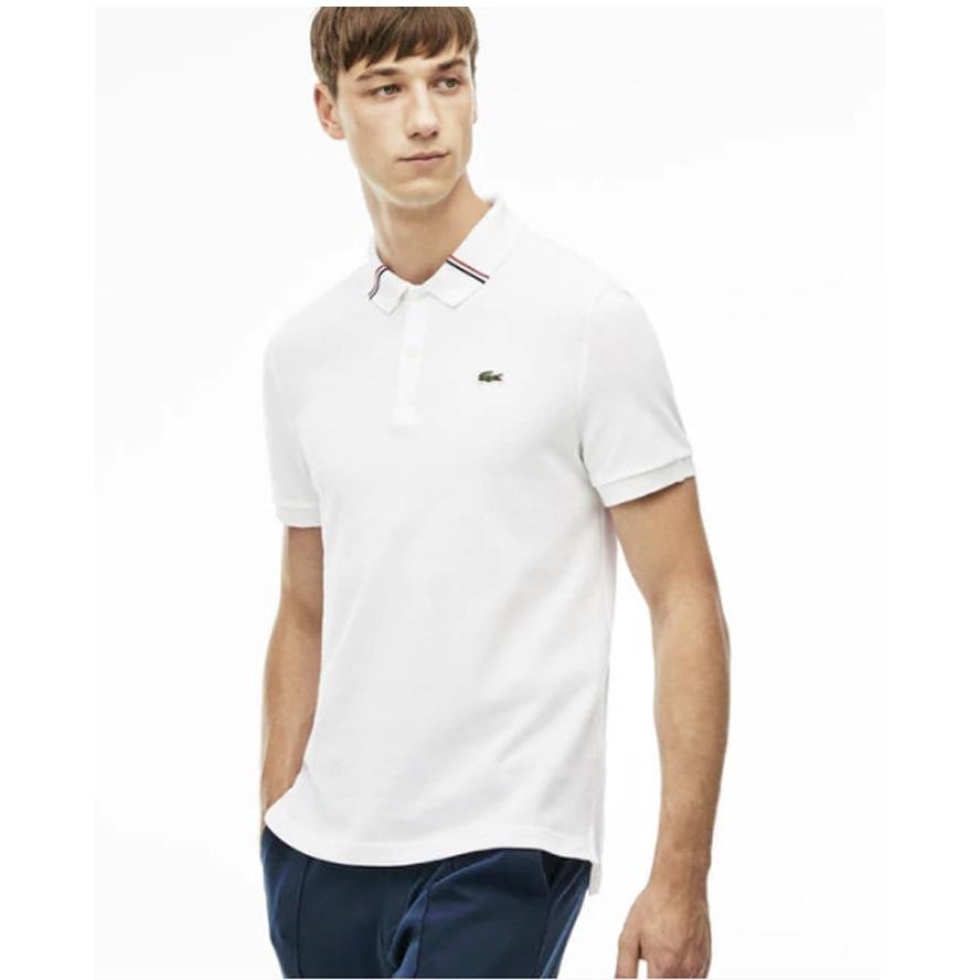 Recreatie informatie Grijpen APLAZE | Lacoste Men's Live Slim fit Tricolor Band Collar Polo Shirt  White/Navy-blue-white-red PH2690-51