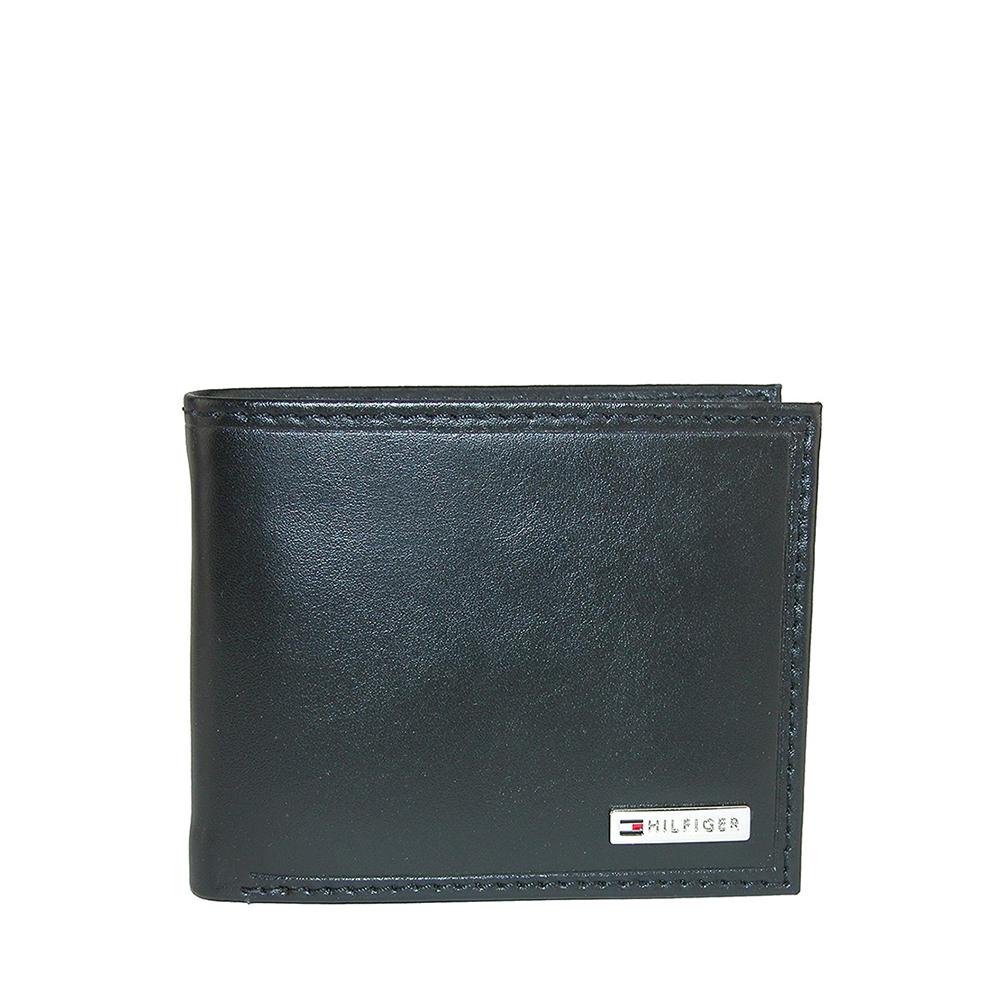 Tommy Hilfiger Men's Leather Coin Card Bi-Fold Wallet Black 31TL130049