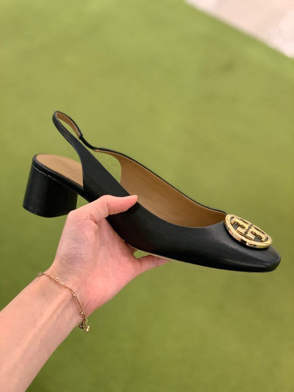 APLAZE | Tory Burch Women's Benton 2 45MM Slingback Nappa Leather Pumps  Black 64293 006