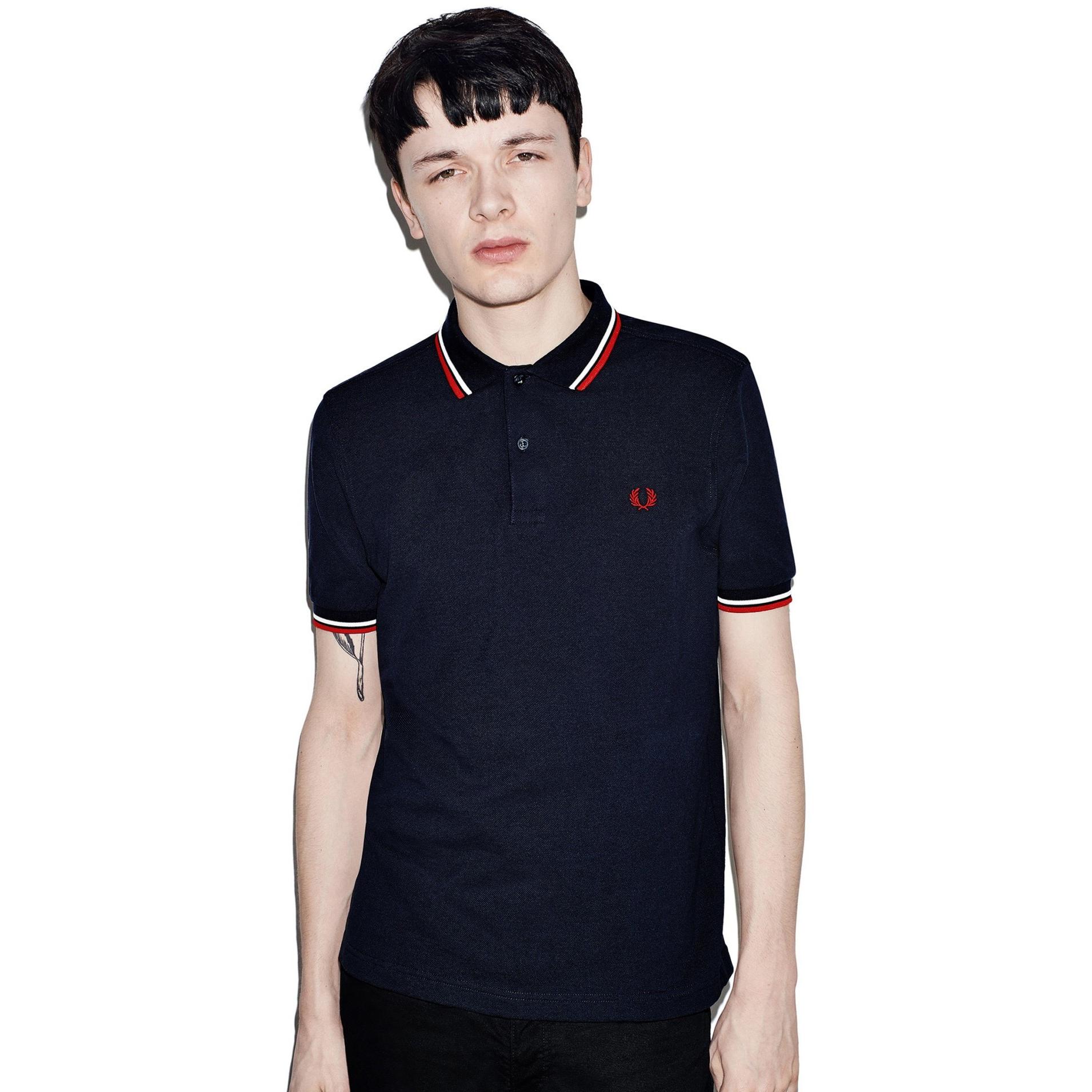 FRED PERRY TWIN TIPPED FRED PERRY SHIRT M1200-471 NAVY/WHITE