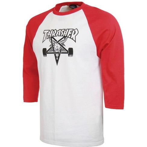white and red thrasher shirt