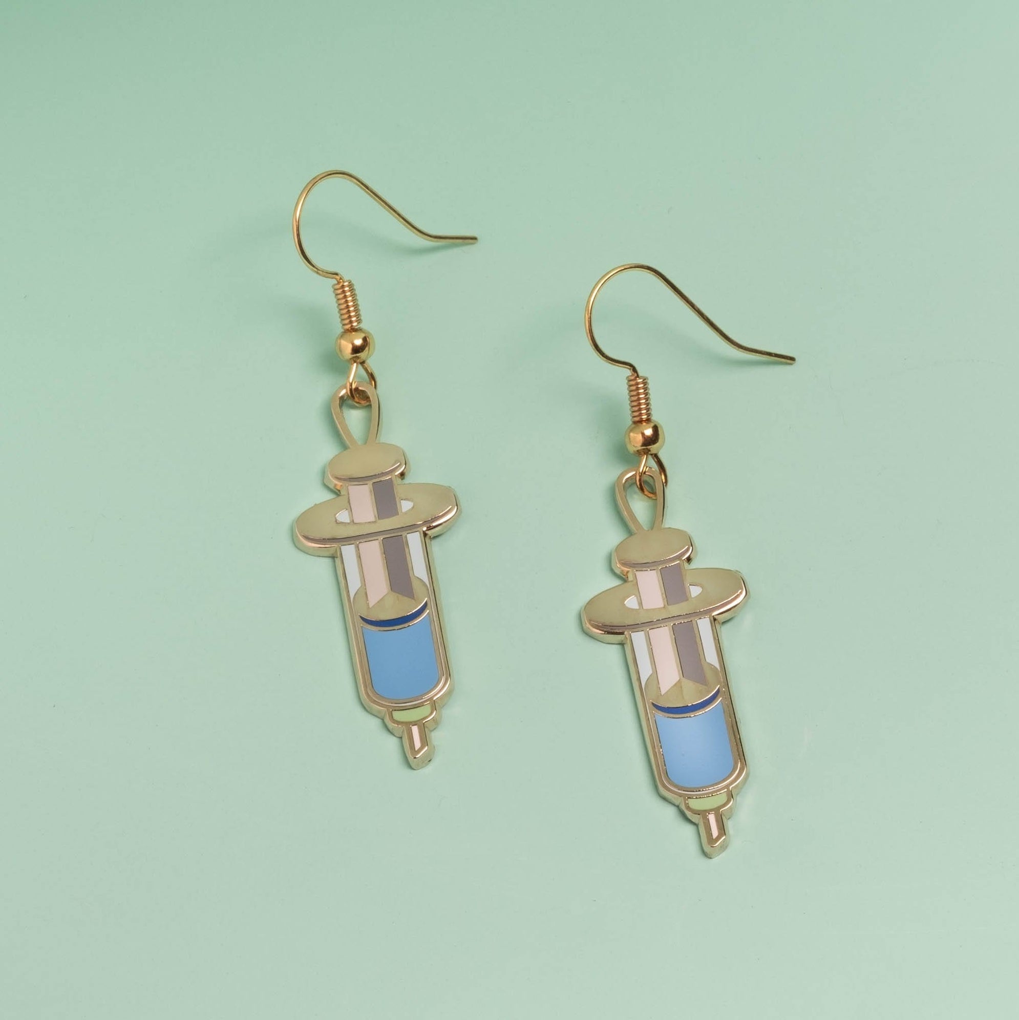 Vaccine Syringe Drop Earrings — Dissent Pins