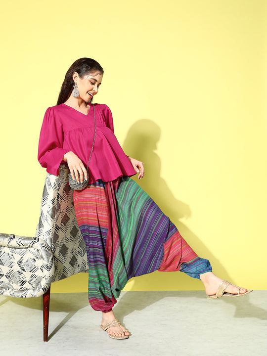 Buy Multicoloured Printed Kalamkari Palazzo Trousers online  Looksgudin