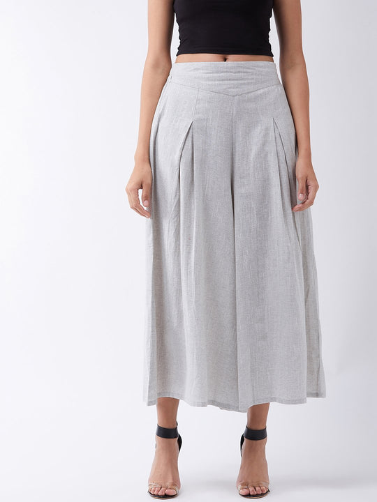 Buy Green Solid Shantung Parallel Pants Online - W for Woman