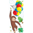 Kids Brown Blue Green White Curious George Wall Decals Set Cartoon Themed Wall Stickers Peel Stick Fun Monkey TV Animated Balloons Bees Clouds Decorative Graphic Mural Art Vinyl - Diamond Home USA