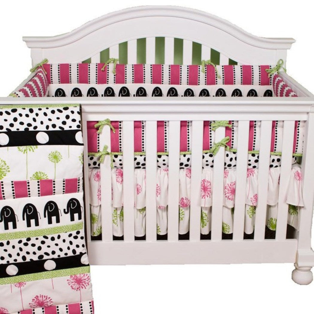 Baby Girls Pink White Black Elephant Crib Bedding Set Newborn Animal T Diamond Home