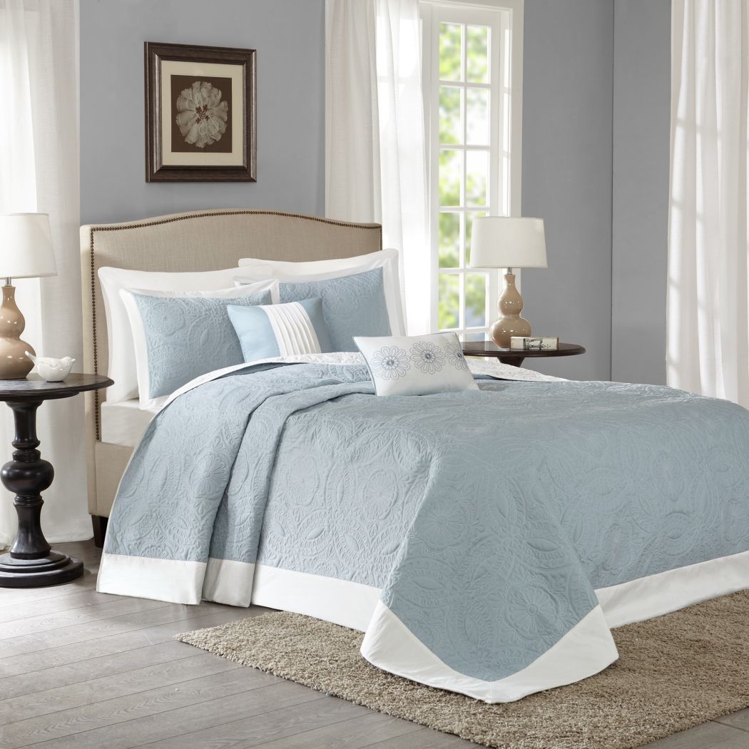 Oversized King Bedspreads FREE Shipping Diamond Home   Madison Park Stanton Blue Reversible Bedspread Set C931022a B902 4f9f 8170 729377aa776b 