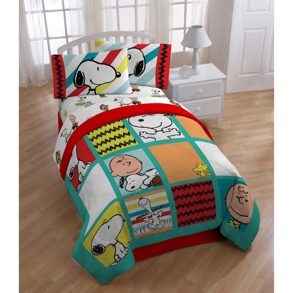 Kids Teal Green Red Charlie Brown Comforter Full Set White Black Snoop Diamond Home