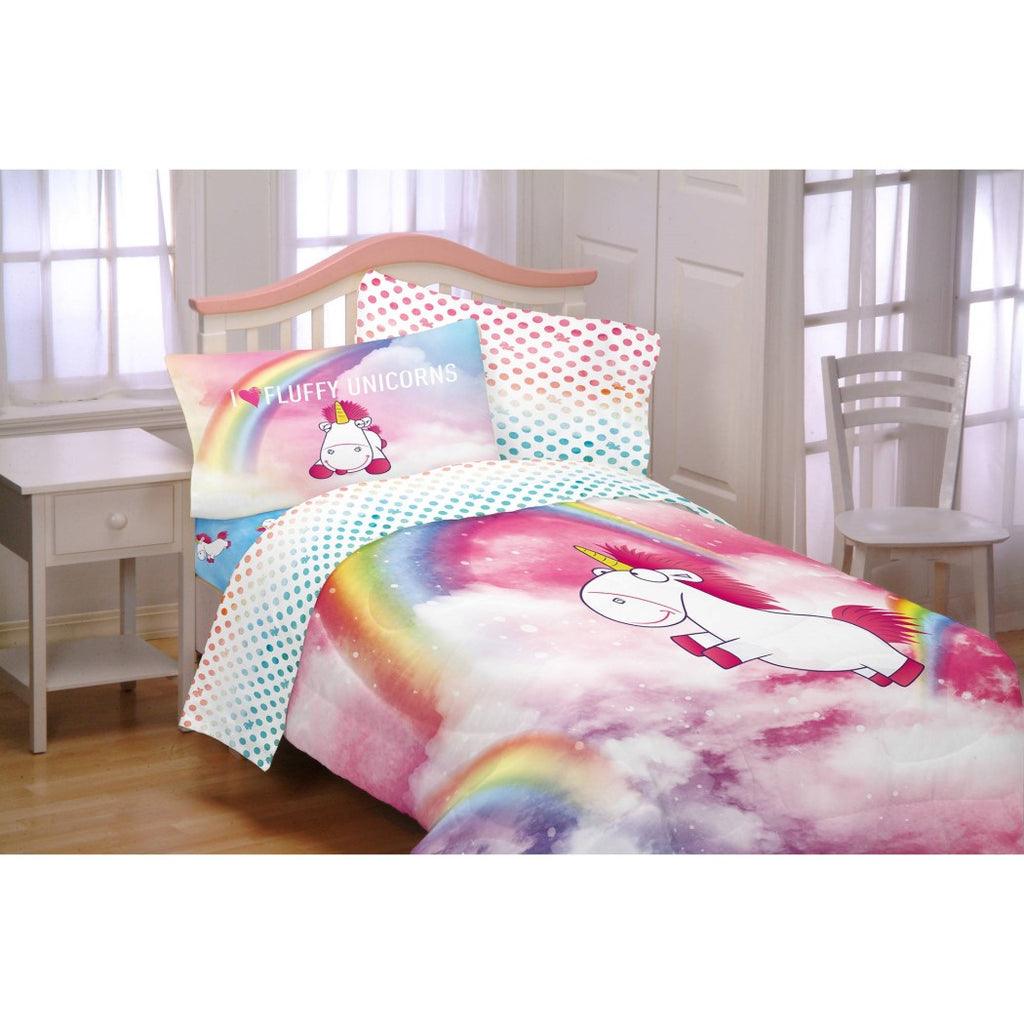 Kids Girls Despicable Me Minions Pink Fluffy Unicorn Rainbow Comforter Diamond Home