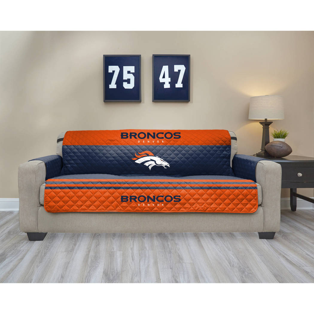 Blue Orange NFL Broncos Sofa Protector Football Theme Sports Bronco Team Spirit Fan Sport Foot Ball Cheer Professional Athlete Protection Cover Pets Animals Covers Polyester - Diamond Home USA
