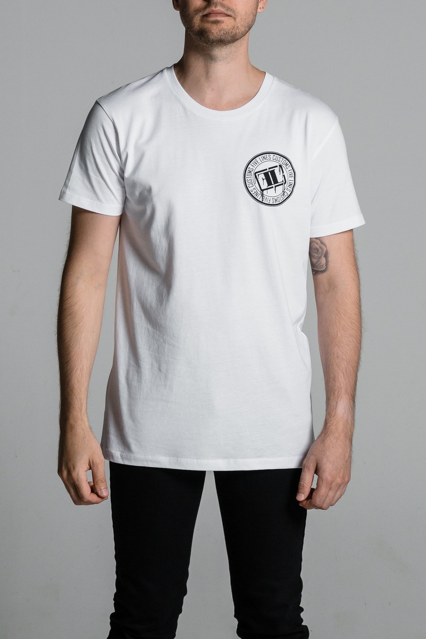 'The Beginning' T-Shirt - White (Slim-Regular Fit) – Five Lines Customs