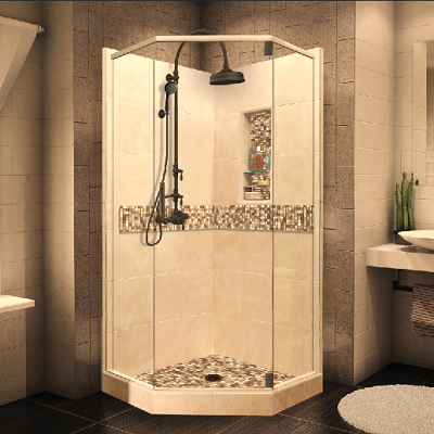 New Small Spaces Corner Shower Collections American Bath Factory
