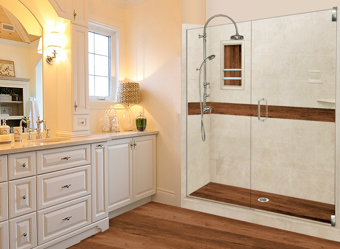 alcove sterling oak easy access wood shower kit collection easy install