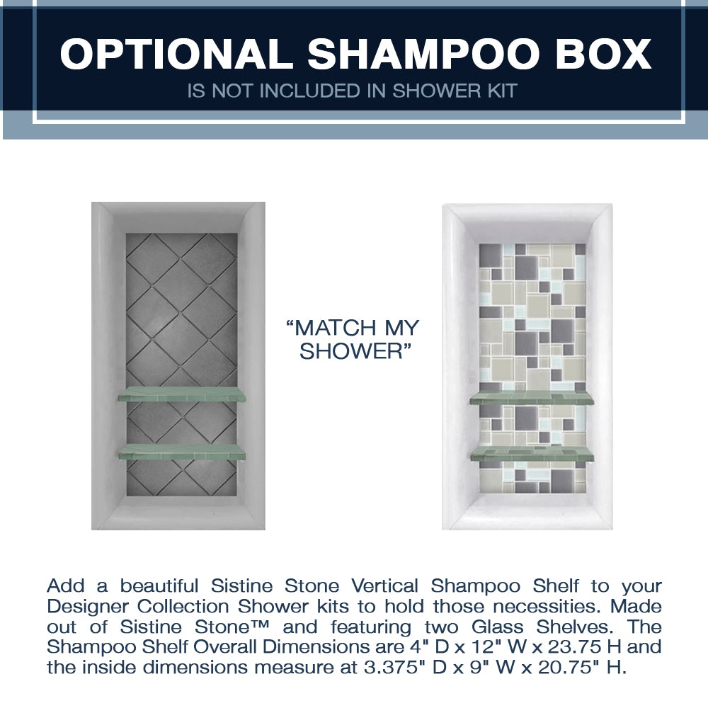 Clearance-36" X 32" Natural Del Mar Mosaic Shower Kit W/ Glass Door