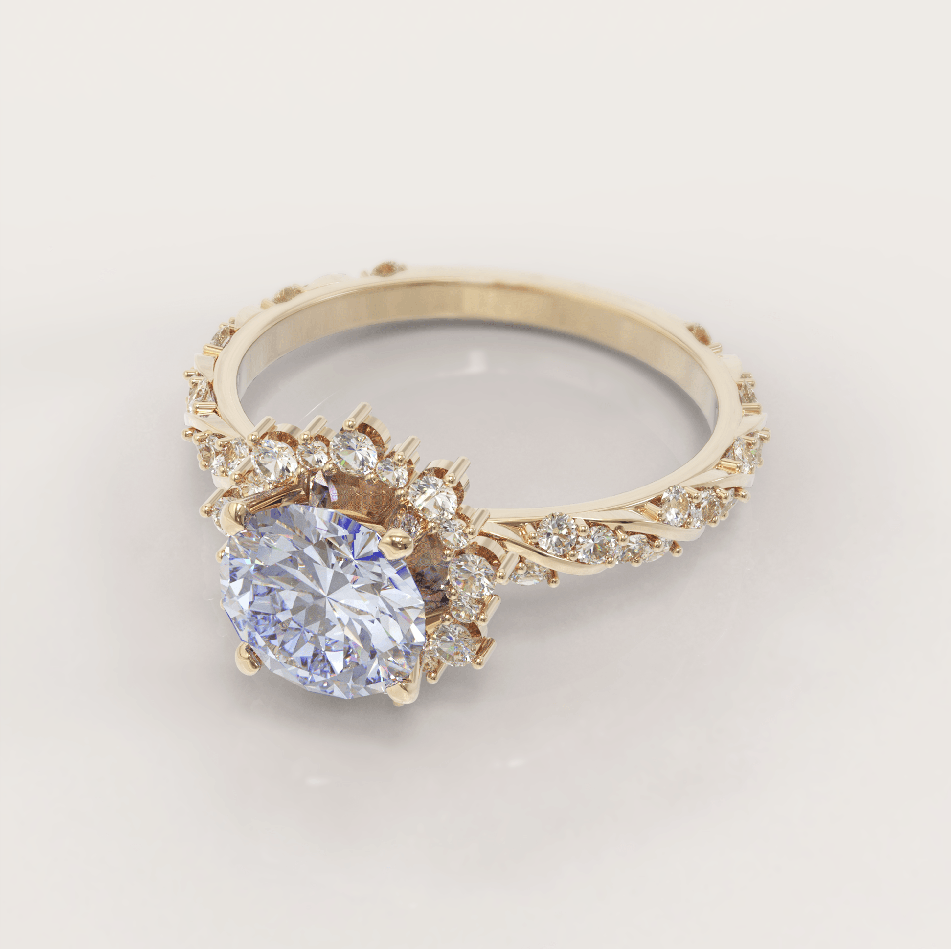 aquamarine and diamond ring yellow gold