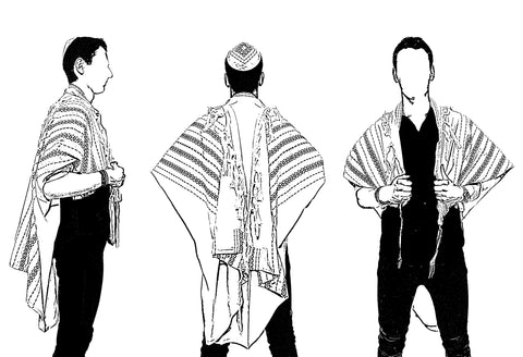 Tallit size guide illustration - full size 40" - 60" x 80"