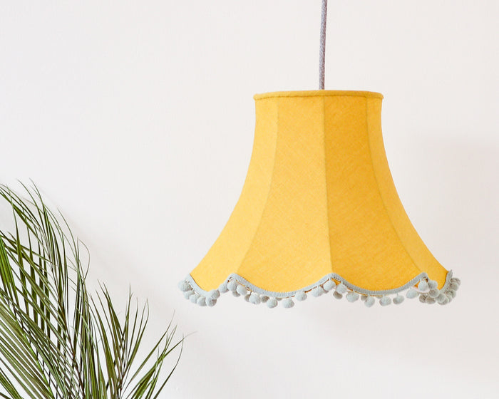 Mustard Linen Traditional Ceiling Lampshade