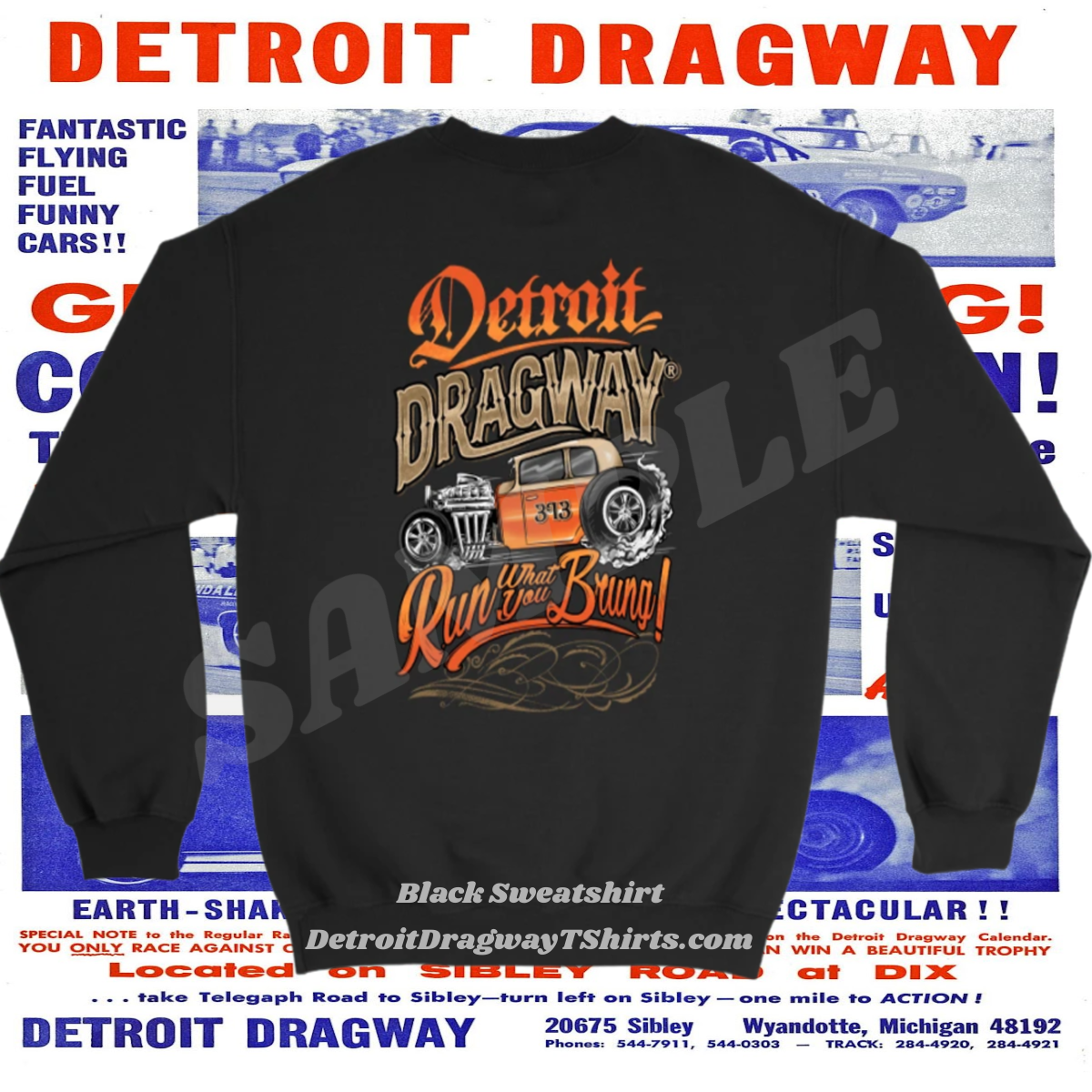 Detroit Dragway® 59 Nationals Logo Long Sleeve T-Shirt Image On Back