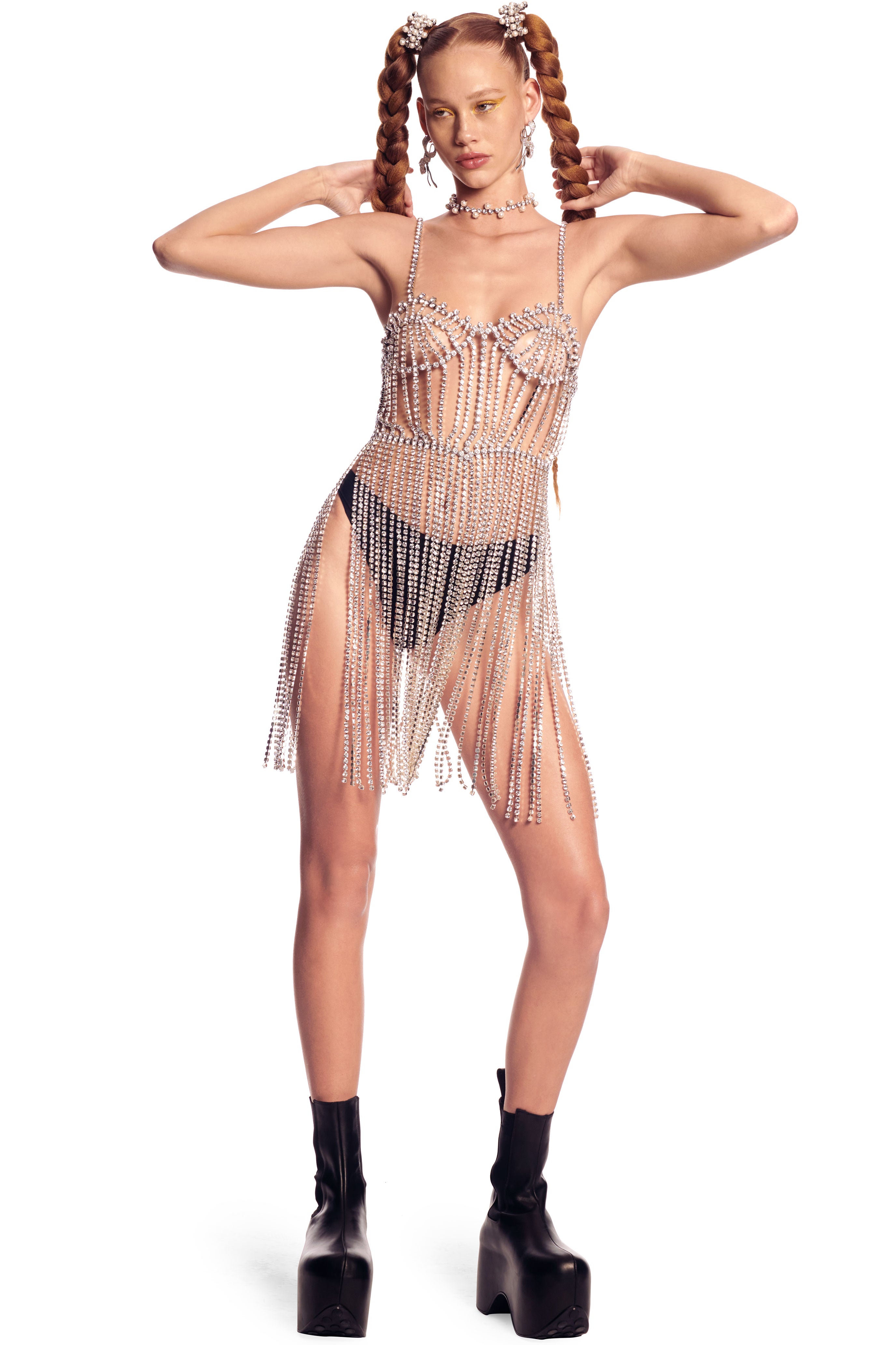 Crystal Bustier Fringe Dress