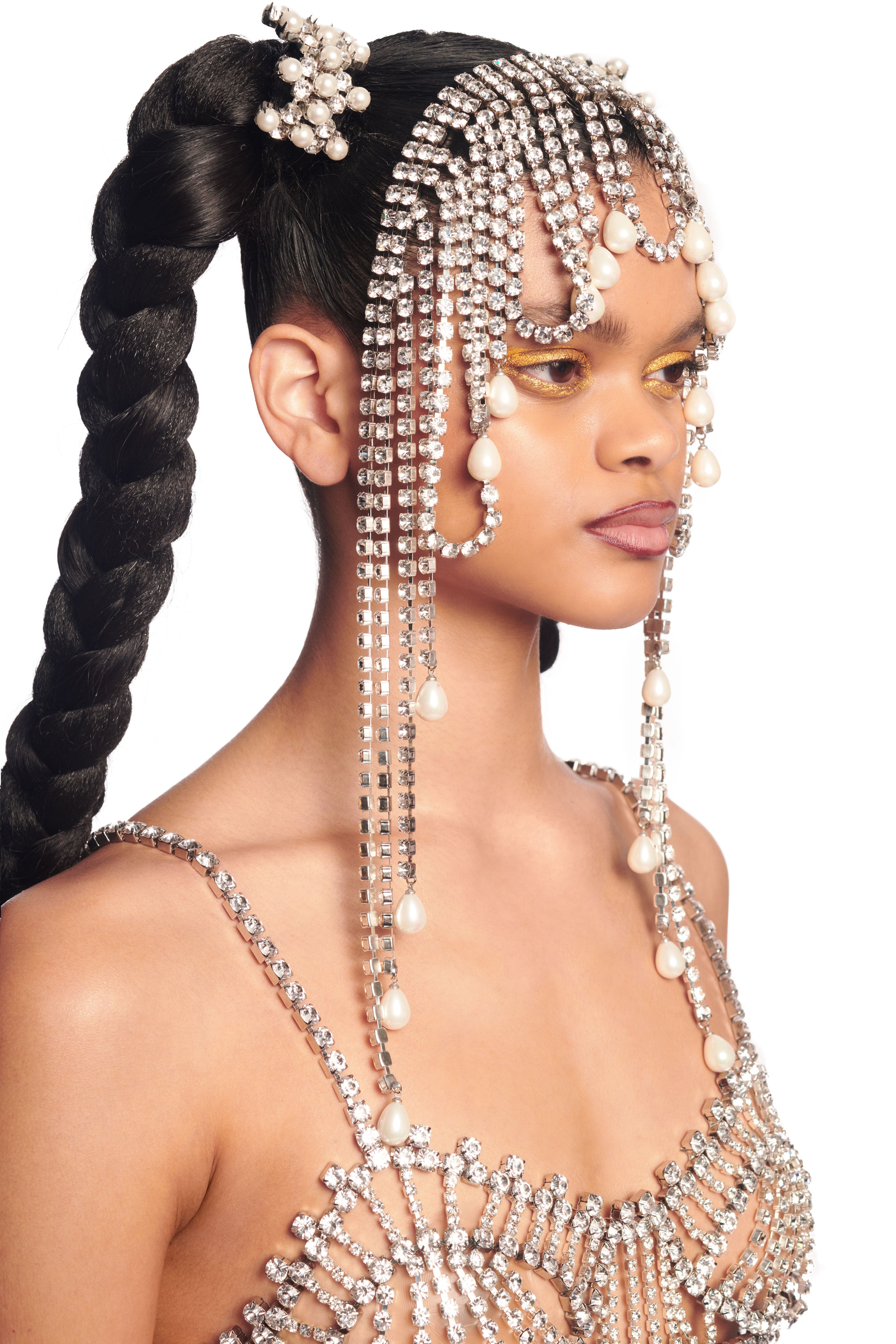 Crystal Pearl Draped Bang